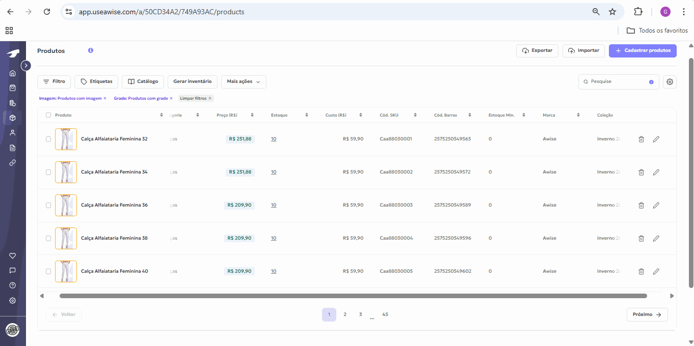 reajustar preço de venda
